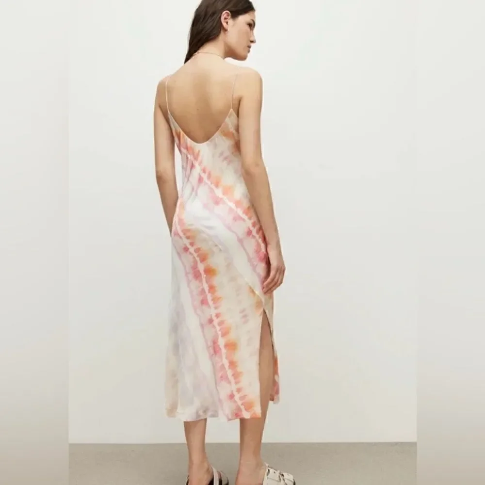 NWT All Saints Melody Marea Rainbow pink dress size 8 - Picture 2 of 5